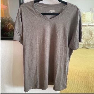 Men’s Brown Foreign Exchange Short Sleeve V Neck Tee Size Large